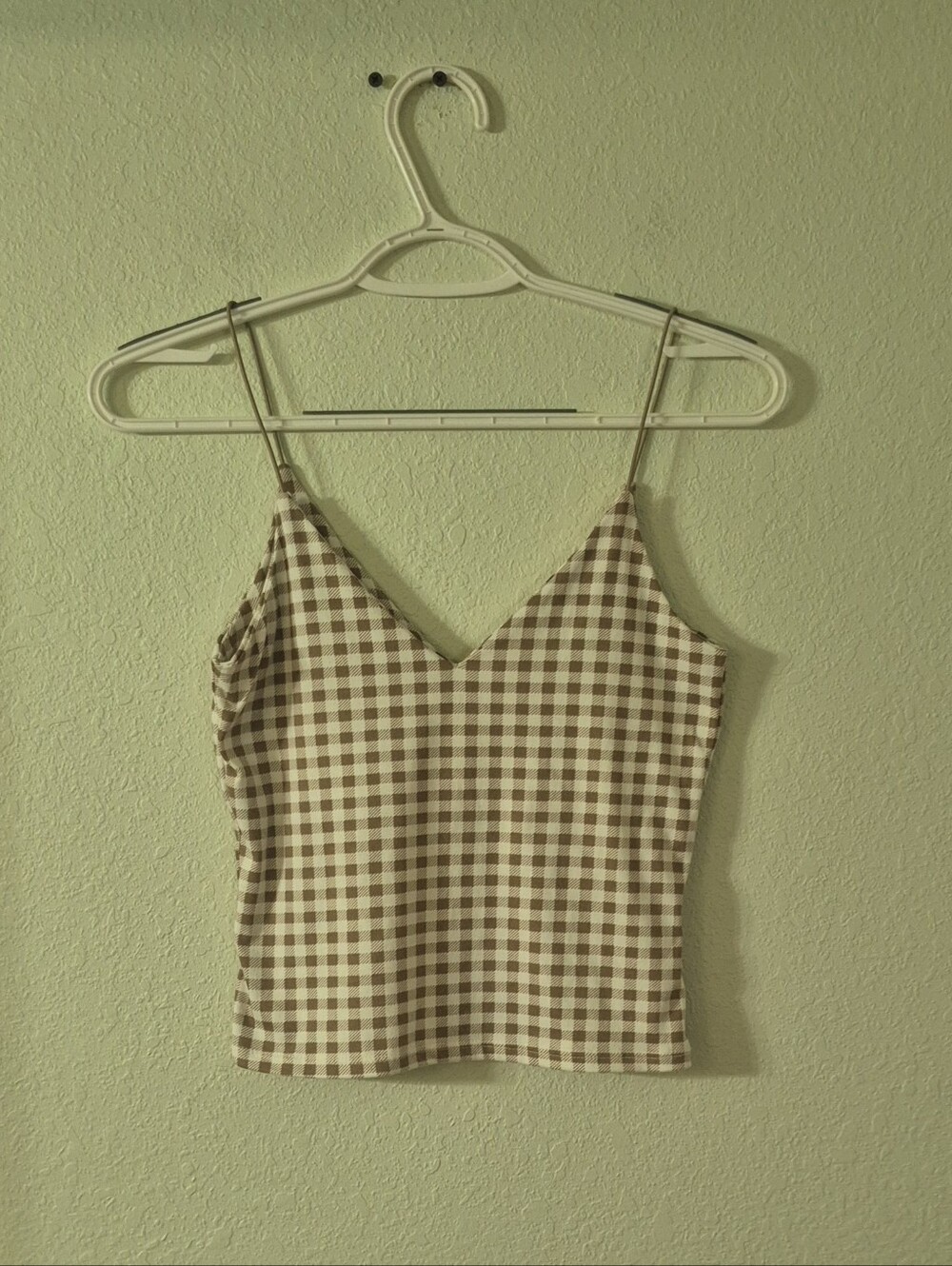 gaze Brown and Cream Gingham V-Neck Cami